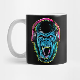 Blue Gorilla With Headphone Mug